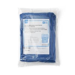 Medline Sterile Major Abdominal Drape 14" x 12" Fenestration with Adhesive and Two 11" x 30" Fluid Collection Pouches with Hook-and-Loop Closure, 102"
