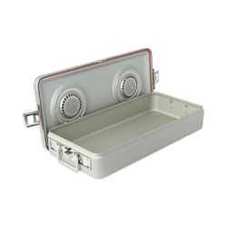 Medline Steriset Sterilization Container, Full-Size, Flat Bottom, Aluminum Lid, Gray Handle, 23.5" x 10.8" x 4.5", 1 EA (WAG2V11ASA)