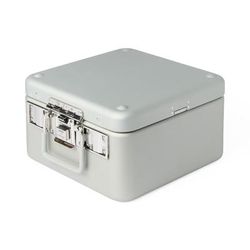 Medline Steriset Sterilization Container with Flat Bottom and Aluminum Lid, Half-Size, Gray Handle, 12" x 10.75" x 6", 1 EA (WAG1V15ASA)