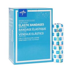 Medline Sure-Wrap White Elastic Bandage, 6" x 5 yd. (10.2 cm x 4.6 m), 50/CS (MDS057006)