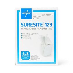 Medline SureSite123 Transparent Dressing, 6" x 8", 25/BX (MSC2706ZZ)