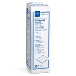 Medline Woven Nonsterile Gauze Sponges, 8 Ply, 2" x 2", 200/PK (NON25208H)