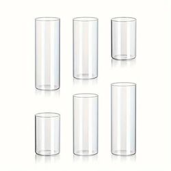 TEMU 6-piece Set Candle Holders, Clear Cylindrical Vases For Candles, Decorative Flower Vases For Centerpiece And Tabletop Decor, Vintage Style, Glass Material, Battery-free