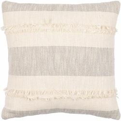 Giporlos 18" Square Cottage Pillow Moroccan Plush Cotton Cream/Gray Throw Pillow - Boutique Rugs