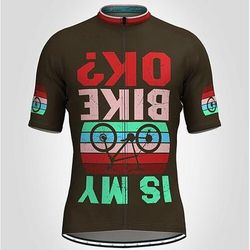 Per uomo Maglia da Ciclismo Grafico Lettere Numeri Manica Corta Bicicletta Top con 3 tasche posteriori Mountain Bike MTB Ciclismo su strada Asciugatura Rapida Strisce Riflettenti Tasca Posteriore