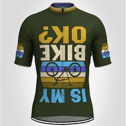 Per uomo Maglia da Ciclismo Grafico Lettere Numeri Manica Corta Bicicletta Top con 3 tasche posteriori Mountain Bike MTB Ciclismo su strada Asciugatura Rapida Strisce Riflettenti Tasca Posteriore