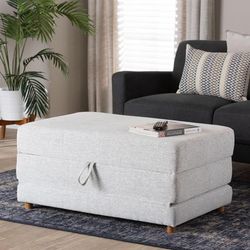 Sabriel Modern Light Grey Fabric Convertible Sleeper Ottoman by Wholesale Interiors INC in Light Grey/oak Brown (Size ONE SIZE)