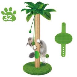 "TEMU Cat Scratching Post, 32" Tall Kitten Scratching Post With Rope, Tree With Hanging Pendant And 3pcs Spring Balls For Indoor Small Cats"