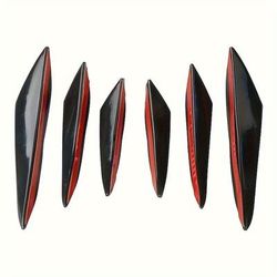 TEMU 6-piece Universal Rubber Front Bumper Lip Diffuser Fins, Automotive Carbon Fiber Spoiler Splitter Wings Protector, Compatible With Multiple Car Models