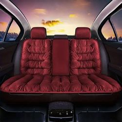 TEMU 3pcs Car Rear Seat Cushion, Thickened And Warm For Winter, Down-filled Car Seat Cover, Rear Integrated Plush Cushion With Backrest, Single Chair Pad.