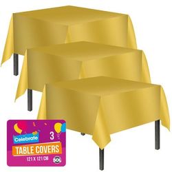 TEMU 3 Gold Plastic Table Covers Square Tablecloth Disposable Wipe Cloth