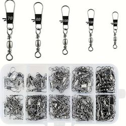 TEMU 125pcs Fishing Swivels, With Safety Snaps Swivels Fishing Tackle, Sea Fishing Swivels Rolling Swivel For Quick Change Swivels Fishing, For Fishing Hook To Line Connectors (7 8 10 12 14 )