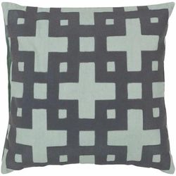 Lorne 18" Square Traditional Cotton Medium Gray/Ice Blue Throw Pillow - Boutique Rugs