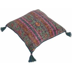 Longwarry 30" x 30" Wool Dark Green/Burnt Orange/Dark Blue/Fuchsia/Magenta/Rust/Brick Red/Rust/Navy/Green Floor Pillow - Boutique Rugs