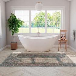 Randolph Morris Parker II 69 Inch Acrylic Double Slipper Freestanding Tub - No Faucet Drillings RMAQ180-BN