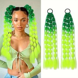 "TEMU Behufun Women's Straight Bubble Ponytail Extensions - 2 Pack, 20" Lightweight Hair Extensions With Tie, Ombre Synthetic Ponytails For All Ages, Rave And Accessories"