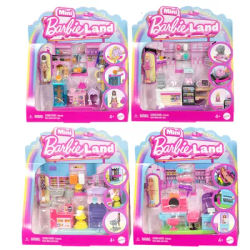 Original Barbie Mini Barbieland Doll House Hair Salon Pet Boutique Supermarket Bakery Toys for Girls Accessories Micro Furniture