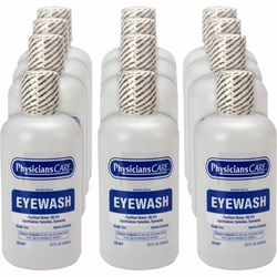 First Aid Only Sterile Ophthalmic Solution Eyewash, 1 quart, Sterile, For Eye irrigation, Eye Burning, 12/Carton (FAO24201CT)