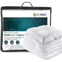 TEMU Ecobiz Mattress Topper, 4 Inches For Double Beds, 10cm Thick With Straps. Design, In Single, Double, Small Double (4ft), King, & Super king sizes