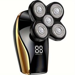 TEMU Promaster Cordless Bald Head Shaver - 5 Floating Rotary Blades, Led Display, Wet/dry, Rechargeable, Smooth Shave Guarantee For Men, Bald , Travel-friendly, And Long