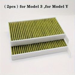 TEMU (2pcs) Air Filter With Activated Carbon For Model 3, For Model Y, Air Replacement Cabin Air Filter Car Accessories, Replacement 1107681-00-a