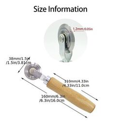 TEMU 1pc Wooden Handle Metal Creasing Tool, Manual Fold & Crease Press, Diy Crafting Hand Tool For Paper, Cardstock, Leather - No Battery Required