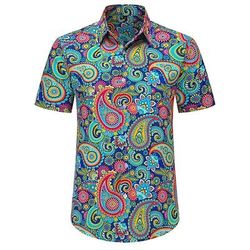 Retrò Vintage Anni '70 Camicia Camicia Aloha Hippie Paisley Costume Per uomo Mascherata Vacanza Feste Parata dell'Orgoglio Adulti Camicia