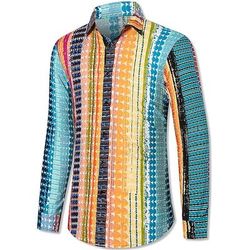 Retrò Vintage Anni '70 Camicia Hippie A righe Etnico Costume Per uomo Feste Abbigliamento quotidiano Parata dell'Orgoglio Adulti Camicia