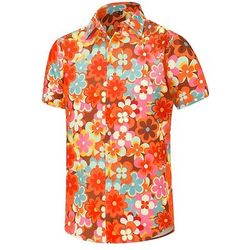 Retrò Vintage Anni '70 Camicia Camicia Aloha Hippie Floreale Costume Per uomo Vacanza Feste Parata dell'Orgoglio Adulti Camicia