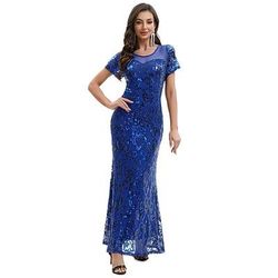 Anni Ruggenti Anni 1920 Lunghezza alla caviglia Lunghezza lunga Abito da sera Maniche corte Il grande Gatsby Paillettes Girocollo Scollo Tondo Costume Per donna Carnevale Festa serale Mascherata