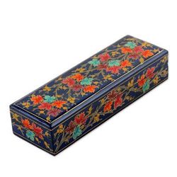Chinar Pride in Blue,'Indian Papier Mache and Weeping Willow Wood Box'