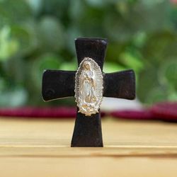 Guadalupe Cross,'Our Lady of Guadalupe Barro Negro Ceramic Aluminum Magnet'