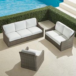 Ashby 3-pc. Sofa Set in Putty Wicker - Sunbrella Rain, Rain Aruba - Frontgate