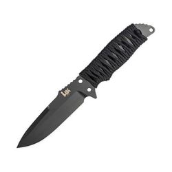 Heckler & Koch Fray Fixed Blade Clip Knife 4.25" black finish 154CM stainless spear point bla Black cord wrapped handle 55250