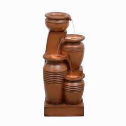 Fontana a 4 livelli in poliresina, marrone, 73x31x28 cm