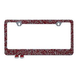 Dash Designs License Plate Frame Stainless Steel Red & Silver Crystals Pro Series, nan, 1-year limited warranty LF07
