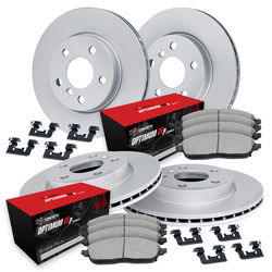 R1 Concepts Brake Disc & Pad Kit GEO-Carbon Rotors with Optimum OEp Pads Series, Front Rear, 1 Year Limited Warranty WJUH2-31070