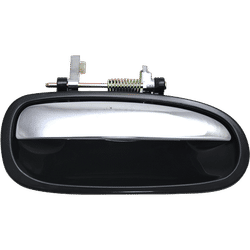 Replacement Exterior Door Handle Chrome Lever with Smooth Black Bezel, Rear, Passenger Side, 1-year unlimited-mileage warranty REPH491571