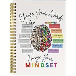TEMU 1pc Mindset Spiral Notebook - 5.5x8.3 Inches, 50 College Ruled Pages, Mental For Women, Positive Affirmations, Self-improvement, Work Notes, Journaling, Mental Health Awareness Gift