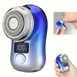 TEMU Compact Men's Electric Shaver With Usb Charging, Digital Display, Portable Design - Ideal For Business Trips, Rechargeable Lithium Battery, 220mah, Holiday Gift