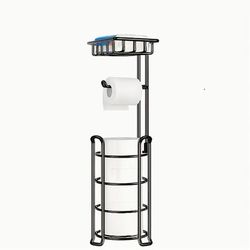 TEMU 1-pack Wrought Iron Toilet Paper Holder With Top Shelf, Over-the-tank Mounting, Painted Finish, Bathroom Accessory