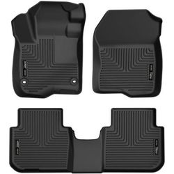 Husky Liners Floor Mats Made of Thermoplastic Black Molded Liner Weatherbeater Series, Front & Second Row, 99411