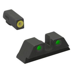 Meprolight Highly Visible Day/Night Self-illuminated Sight Fixed Set Glock 9/357SIG/40/45GAP Front Green Rear Green Yellow Notch 0402243121 402243121