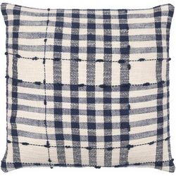 Jugno 18" Square Cottage Pillow plush Cotton Cream/Dark Blue/Light Beige/Navy Throw Pillow - Boutique Rugs