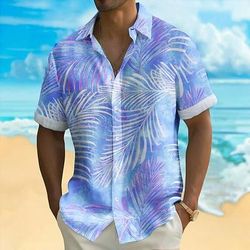 Per uomo Foglia di palma Piante Tropicali Camicia Camicia hawaiana estiva Camicia con Bottoni Manica Corta Hawaiano Resort Vacanza Ferie Abbigliamento mare Estate Primavera Collo ripiegato Stampa 3D