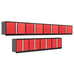 Newage Products Pro 3.0 Series 8-Piece Wall Storage System (4X 28", 4X 42"), Red