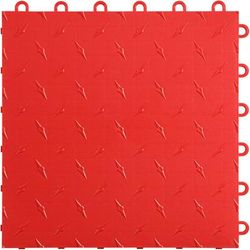 Swisstrax Racing Red Diamondtrax Home Garage Floor Tile (10 Pack)