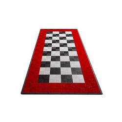 Swisstrax Single Car Garage Floor Mat In Ribtrax Pro Tiles (Border - Black, White, Red)