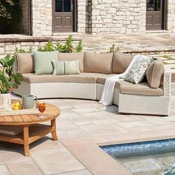 Pasadena II 2-pc. Modular Sofa Set in Ivory Wicker - Standard, Garnet - Frontgate