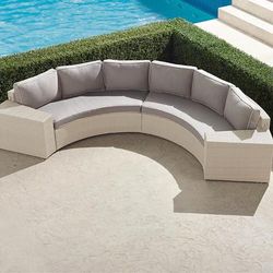 Pasadena II 4-pc. Modular Sofa Set in Ivory Wicker - Standard, Coral/Red - Frontgate
